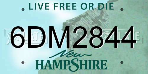 6DM2844 New Hampshire License Plate
