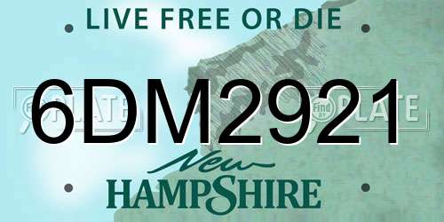6DM2921 New Hampshire License Plate