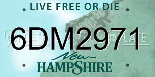 6DM2971 New Hampshire License Plate