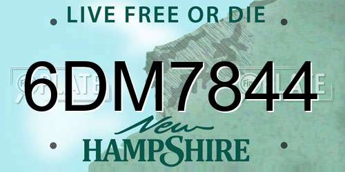 6DM7844 New Hampshire License Plate