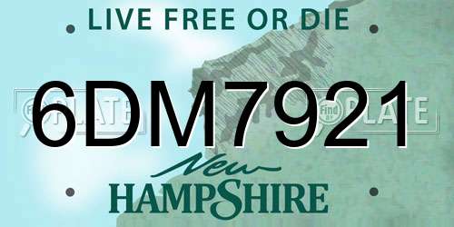 6DM7921 New Hampshire License Plate