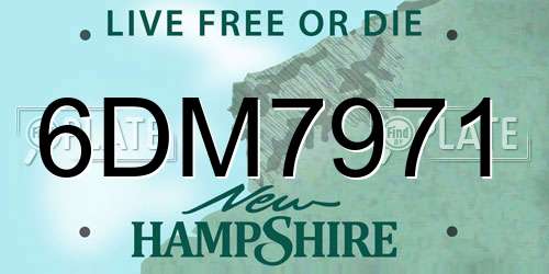 6DM7971 New Hampshire License Plate