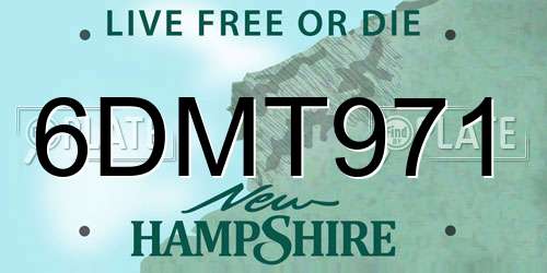 6DMT971 New Hampshire License Plate