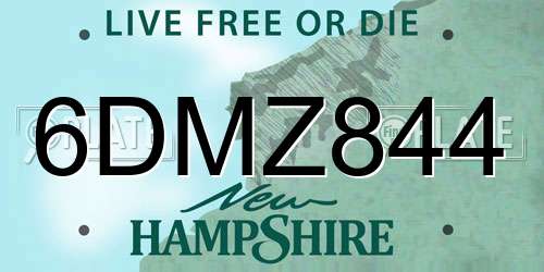 6DMZ844 New Hampshire License Plate