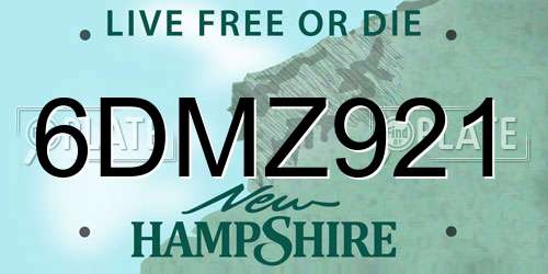 6DMZ921 New Hampshire License Plate