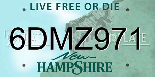 6DMZ971 New Hampshire License Plate