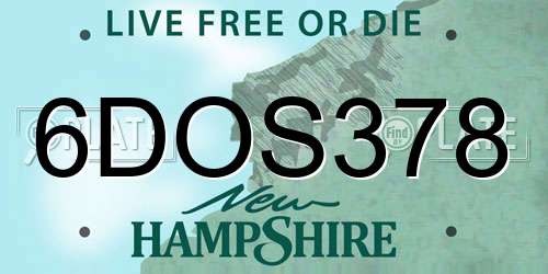 6DOS378 New Hampshire License Plate
