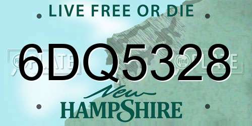 6DQ5328 New Hampshire License Plate