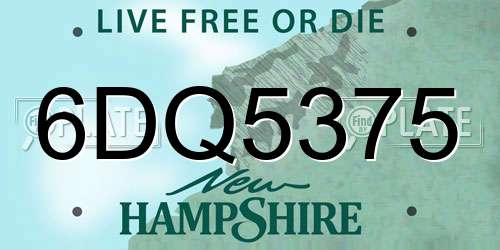 6DQ5375 New Hampshire License Plate
