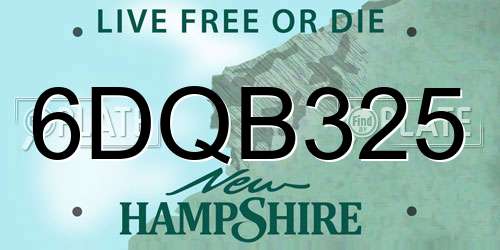 6DQB325 New Hampshire License Plate