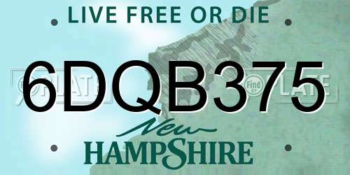 6DQB375 New Hampshire License Plate