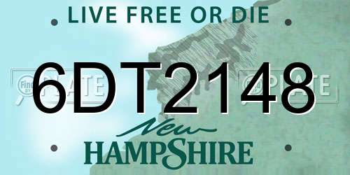 6DT2148 New Hampshire License Plate