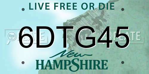 6DTG45 New Hampshire License Plate