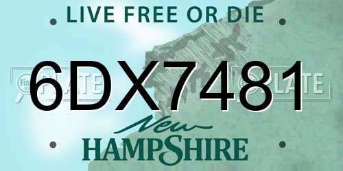 6DX7481 New Hampshire License Plate