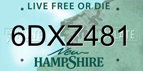 6DXZ481 New Hampshire License Plate