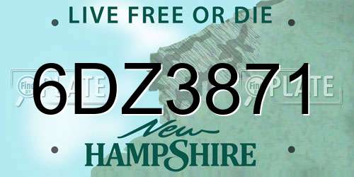 6DZ3871 New Hampshire License Plate