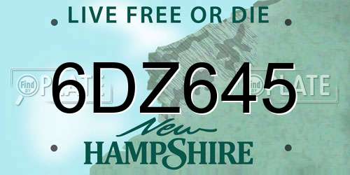 6DZ645 New Hampshire License Plate