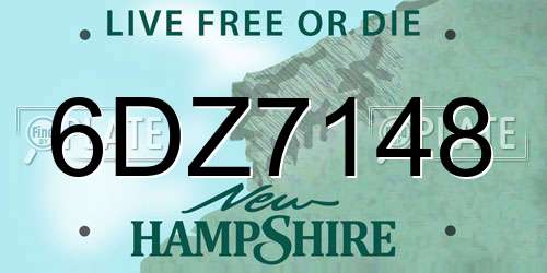 6DZ7148 New Hampshire License Plate