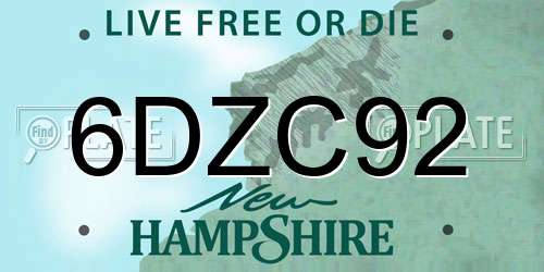 6DZC92 New Hampshire License Plate