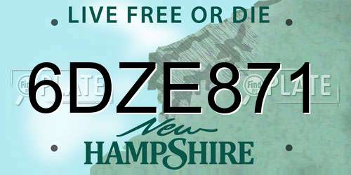 6DZE871 New Hampshire License Plate