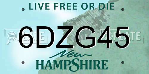 6DZG45 New Hampshire License Plate