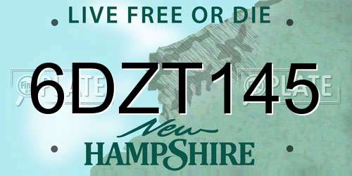 6DZT145 New Hampshire License Plate