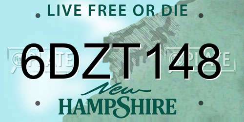 6DZT148 New Hampshire License Plate