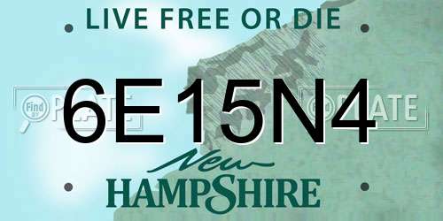 6E15N4 New Hampshire License Plate
