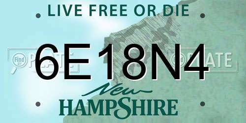 6E18N4 New Hampshire License Plate