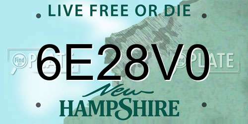 6E28V0 New Hampshire License Plate