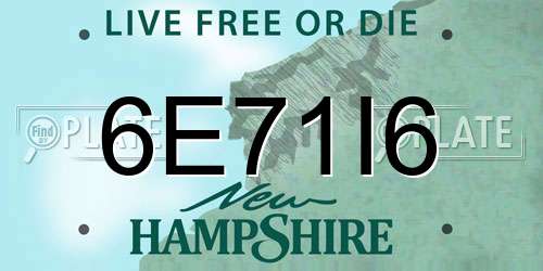 6E71I6 New Hampshire License Plate