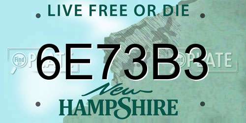 6E73B3 New Hampshire License Plate