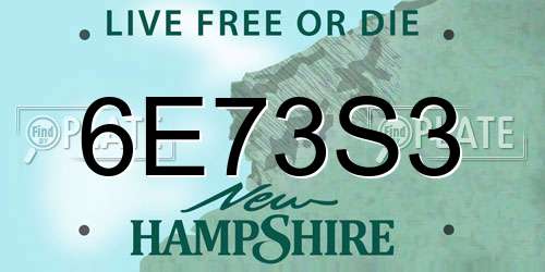 6E73S3 New Hampshire License Plate