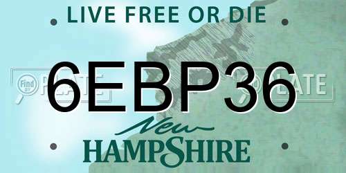 6EBP36 New Hampshire License Plate