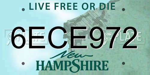 6ECE972 New Hampshire License Plate