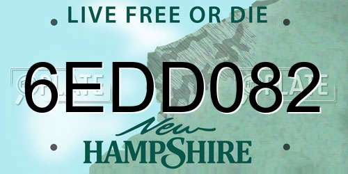 6EDD082 New Hampshire License Plate