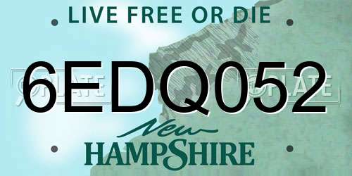 6EDQ052 New Hampshire License Plate