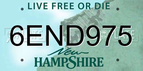 6END975 New Hampshire License Plate