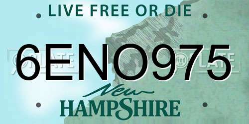 6ENO975 New Hampshire License Plate