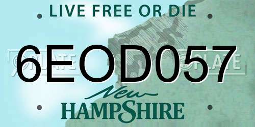 6EOD057 New Hampshire License Plate