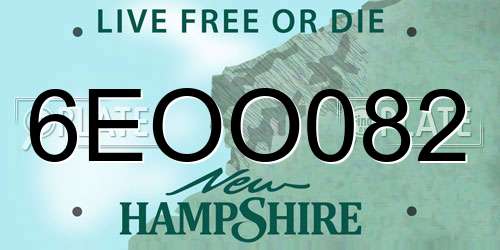 6EOO082 New Hampshire License Plate