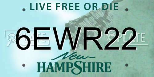 6EWR22 New Hampshire License Plate