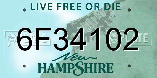 6F34102 New Hampshire License Plate