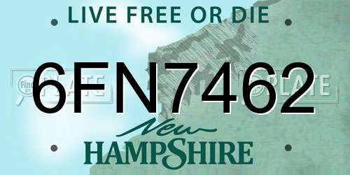 6FN7462 New Hampshire License Plate