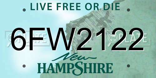6FW2122 New Hampshire License Plate