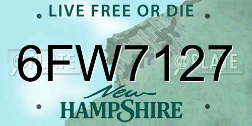 6FW7127 New Hampshire License Plate