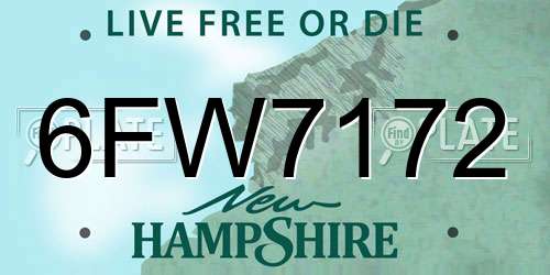 6FW7172 New Hampshire License Plate