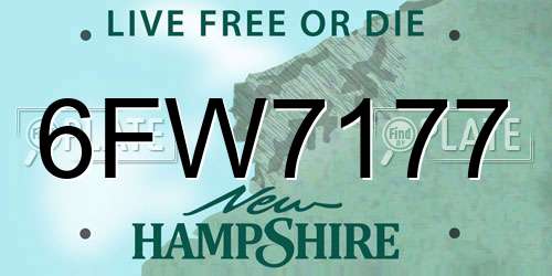6FW7177 New Hampshire License Plate