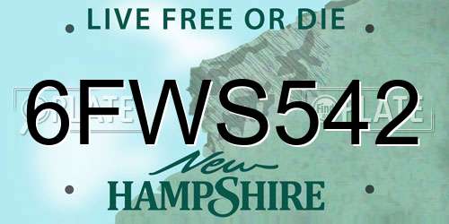 6FWS542 New Hampshire License Plate