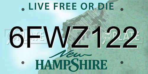 6FWZ122 New Hampshire License Plate